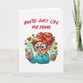 かわいいユーモアのある引用文デートすることおもしろいバレンタインデー カード (正面)