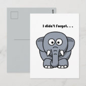 かわいいユーモアのある灰色の象の漫画 - 私は忘れなかった ポストカード (正面/裏面)