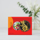 かわいいユーモアのある紙カット2020はがき ポストカード (スタンド正面)