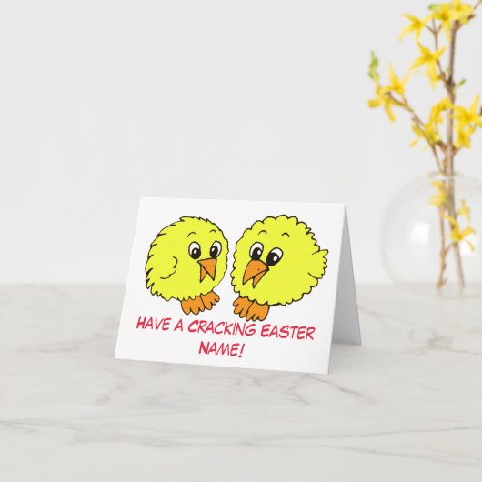 かわいいユーモアのイースターちっちゅの漫画 カード (黄色い花)