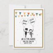 かわいいユーモアのウェディング用Save the Dateカード 招待状 (正面)