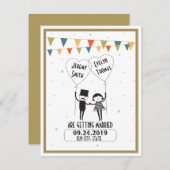 かわいいユーモアのウェディング用Save the Dateカード 招待状 (正面/裏面)