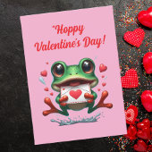 かわいいユーモアのカエルラブハートバレンタインカード シーズンカード