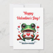 かわいいユーモアのカエル ラブハーツ バレンタインカード シーズンカード (正面)