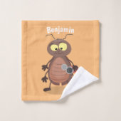 かわいいユーモアのカブトムシの漫画キャラクター バスタオルセット (ウォッシュタオル)