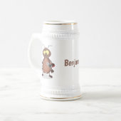 かわいいユーモアのカブトムシの漫画キャラクター ビールジョッキ (正面左)