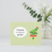 かわいいユーモアのサボテン 感謝の気持ちを育ててくれてありがとう ポストカード (スタンド正面)