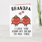 かわいいユーモアのトマトの駒 おじいちゃんお誕生日おめでとう サンキューカード (正面)