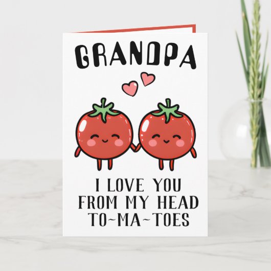 かわいいユーモアのトマトの駒 おじいちゃんお誕生日おめでとう サンキューカード (正面)