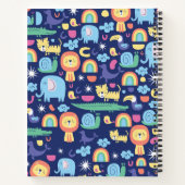 かわいいユーモアのパーソナライズカラフルな動物の漫画 ノートブック (裏面)