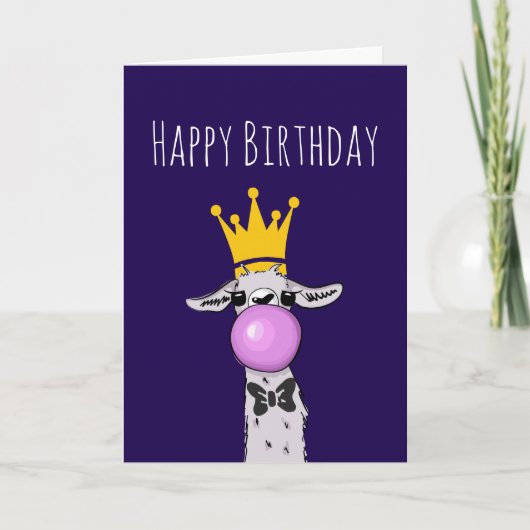 かわいいユーモアのラマのイラスト誕生日 カード (正面)