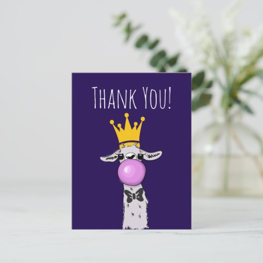 かわいいユーモアのラマのイラスト ありがとう ポストカード (スタンド正面)