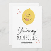 かわいいユーモアのレモン絞りハート 幸せな記念日 シーズンカード (正面/裏面)