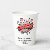 かわいいユーモアエンゲージメントパーティ レトロウェディング 紙コップ (裏面)