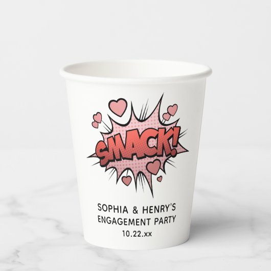 かわいいユーモアエンゲージメントパーティ レトロウェディング 紙コップ (裏面)