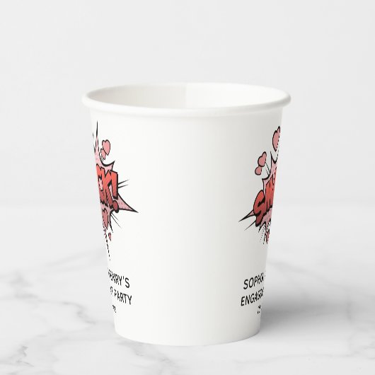 かわいいユーモアエンゲージメントパーティ レトロウェディング 紙コップ (左)