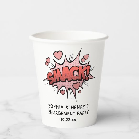 かわいいユーモアエンゲージメントパーティ レトロウェディング 紙コップ (正面)