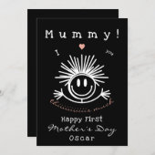 かわいいユーモア初母の日ブラックカード シーズンカード (正面/裏面)