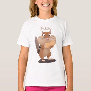 かわいいユーモア満載の大きな頬のチップモンキーの漫画 Tシャツ