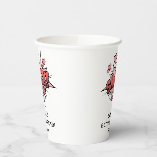 かわいいユーモア満載の独身最後の女友達パーティー レトロウェディング 紙コップ (左)