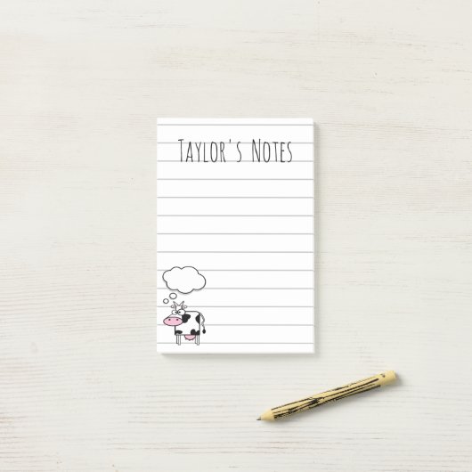 かわいいユーモア漫画の牛の乳房ポストイットノート ポストイット (デスク上)