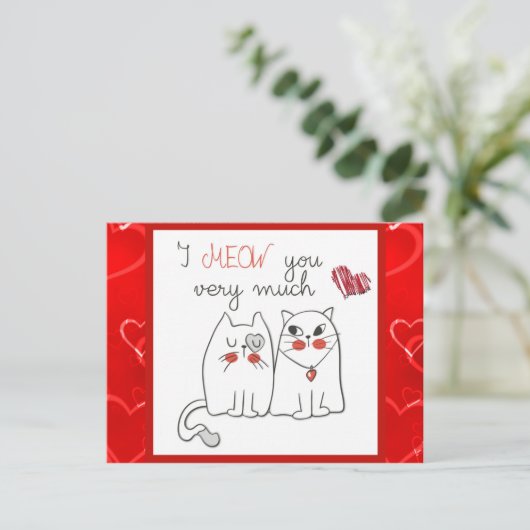 かわいいユーモア漫画の猫の愛 ポストカード (スタンド正面)