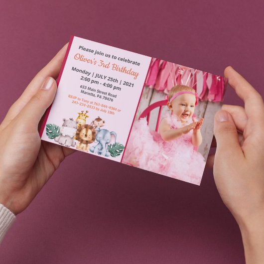 かわいいユーモア | 女の子の写真 誕生日招待状 招待状