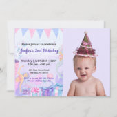 かわいいユーモア | 子供の写真 誕生日 招待状 (正面)