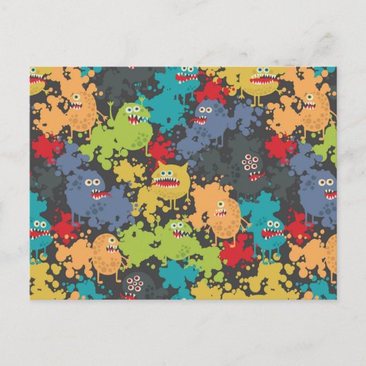 かわいいユーモラスなモンスター ポストカード (正面)