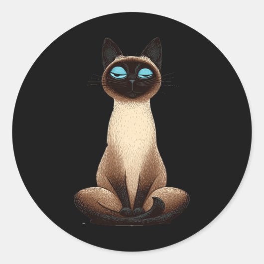 かわいいヨガの猫のイラスト _1 ラウンドシール (正面)