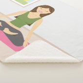 かわいいヨガガガールインアかわいらしルームイラストレーション シェルパブランケット (3/4)