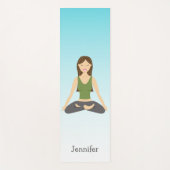 かわいいヨガガガールインロータスポーズ&名前をカスタムする ヨガマット (正面)