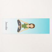 かわいいヨガガガールインロータスポーズ&名前をカスタムする ヨガマット (正面(横))