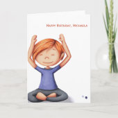 かわいいヨガガガールドイングエクササイズハッピーバースデー カード (正面)