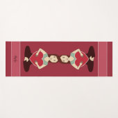 かわいいヨガガガールホールド赤いハートモノグラム ヨガマット (正面(横))