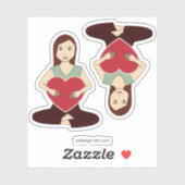 かわいいヨガガガールホールド赤いハート シール (シート)