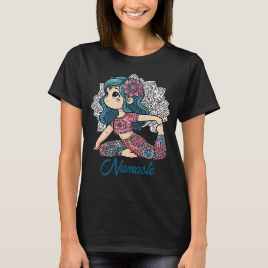 かわいいヨガガールTシャツ Tシャツ (正面)