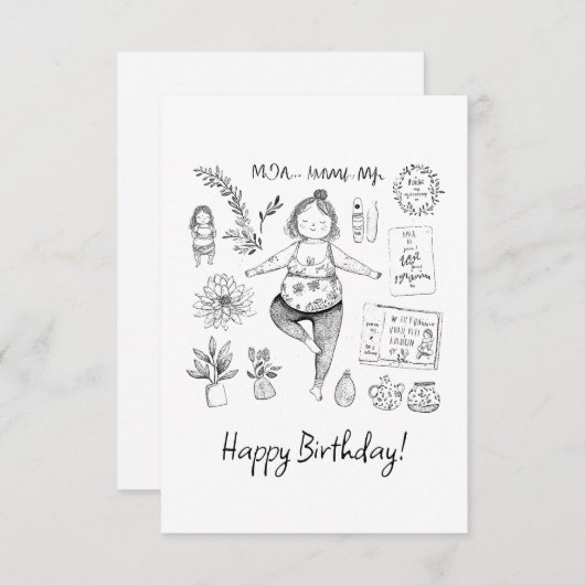 かわいいヨガママのカラーリング サンキューカード (正面/裏面)