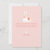かわいいヨガラマベビーシャワーサンキューカード サンキューカード (裏面)