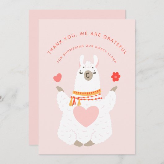 かわいいヨガラマベビーシャワーサンキューカード サンキューカード (正面/裏面)