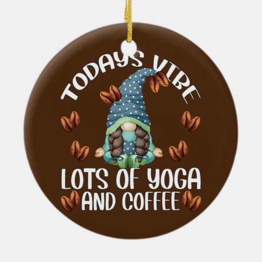 かわいいヨガ格言ガールトデイズヴィービーヨガの多く セラミックオーナメント (裏面)