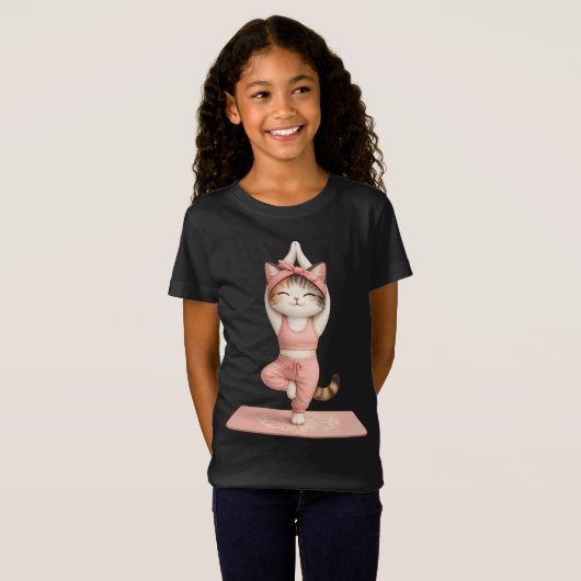 かわいいヨガ猫Tシャツ Tシャツ (正面フル)