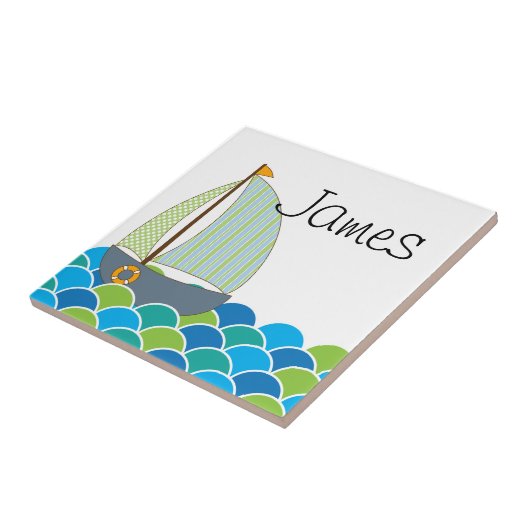 かわいいヨットの名前のタイル タイル (側面)