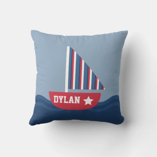かわいいヨットの航海のな子供へ部屋 クッション (裏面)