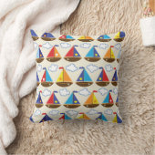 かわいいヨットパターン2 クッション (ブランケット)