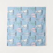 かわいいヨットパターン タペストリー (正面)