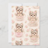 かわいいヨーキーのテディカップ 女の子の誕生日招待状 招待状 (裏面)