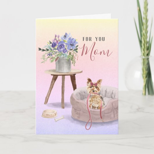 かわいいヨーキーの水彩画の誕生日カード カード (正面)