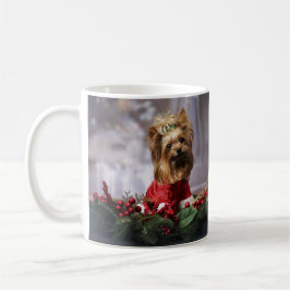 かわいいヨーキーの犬のクリスマス コーヒーマグカップ
