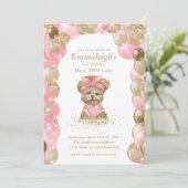 かわいいヨーキーの2歳の誕生日パーティー 招待状 (スタンド正面)